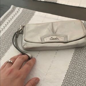 Silver coach wristlet